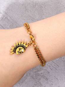 2pcs Men's Stylish Personalized Sun & Moon Bracelet Set
