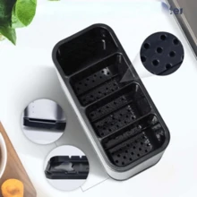 Organizador de Utensílios de Cozinha em Aço Inoxidável com Divisórias