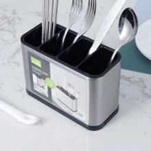 Organizador de Utensílios de Cozinha em Aço Inoxidável com Divisórias