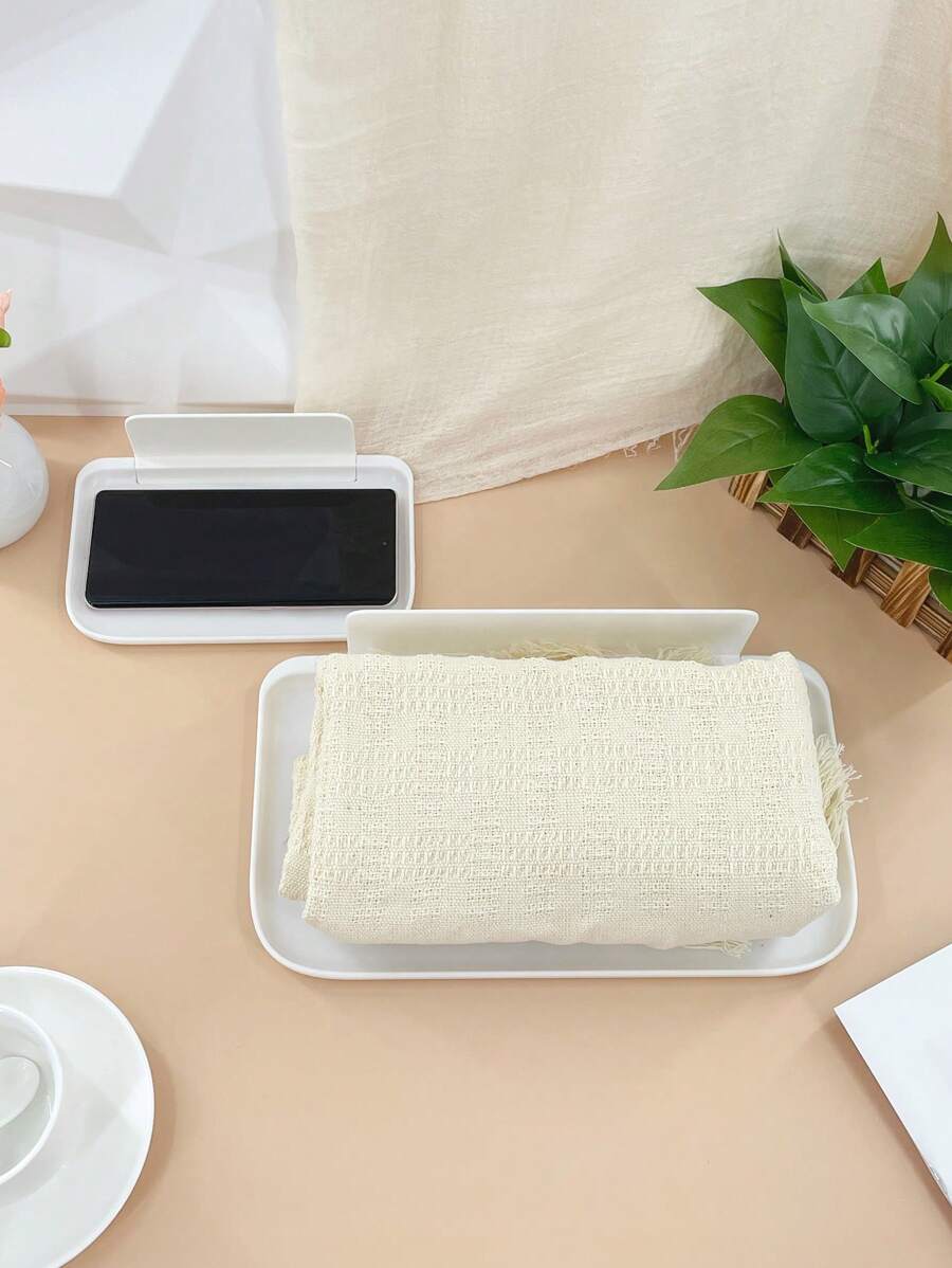 1pc Foldable Plastic Storage Rack Wall-Mounted Organizer For Small Items - White - View 1