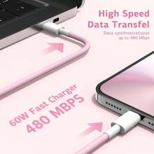(Blanco/Rosa/Azul/Morado) Cargador adaptador USB C de 20W carga rápida + Conjunto de cable de carga de 100cm/3.3FT USB C a Tipo-C compatible con iPhone 15 Pro Max Plus, Samsung, Huawei, Xiaomi - Tipo de Enchufe A USA (110-127V) - Ver 4