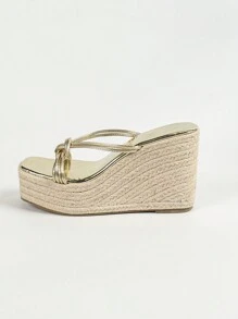 Sandalias de moda para mujeres, sandalias de verano simples y modernas con tacón de cuña