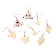 1對全新Disney Stitch Lilo天使掛墜耳環，卡哇伊可愛動物金屬手工耳環，掛勾時尚珠寶