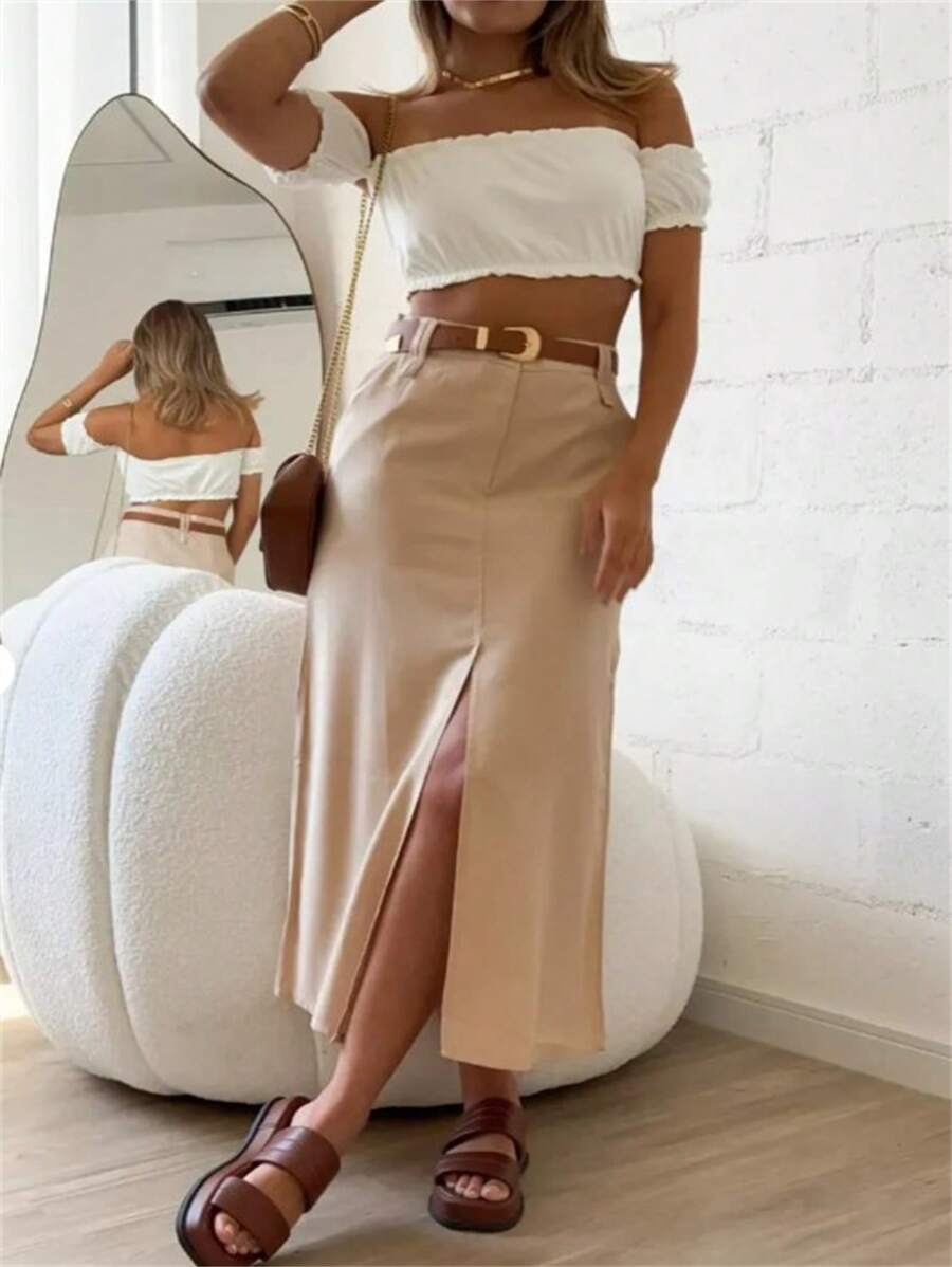 Women Skirts - 米色 - 查看 1