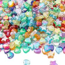 93PCS Mini Acrylic Beads 9mm Heart Charms And 11mm Star Beads For Jewelry Making Bracelets Necklaces Earrings Key Chains Accessories DIY Crafts Valentine Christmas Birthday Gifts - Acrylic Beads Heart Star - View 2