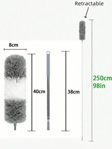 2入組不銹鋼桿可伸縮塵筒，附有110英寸額外長桿、可彎曲的頭部和長把手塵筒，可用於清潔天花板風扇、高樓梯、百葉窗、傢俱和汽車 - 灰+白 - 查看 9