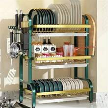 Escurridor de cocina de 2/3 niveles premium | Diseño resistente y ahorra espacio con soporte para utensilios y ranura para tabla de cortar