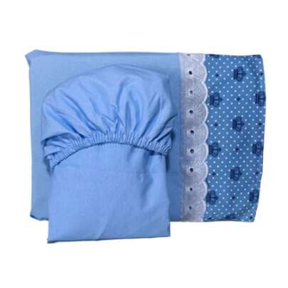 JOGO DE LENÇOL PARA BERÇO AMERICANO 100% ALGODÃO COROA AZUL MENINO 2 peças