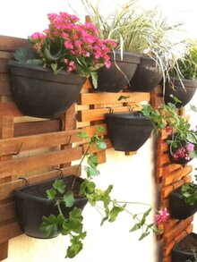 Half Moon Rattan Wall Vase 3 Liters Vertical Garden Vegetable Garden Anti Dengue Does Not Accumulate Water Decoration BLACK - màu đen - Xem 2