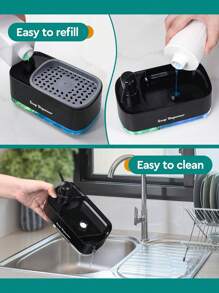 厨房洗手液和洗洁精套装，双头皂液器带海绵架，三合一台面皂液泵，适用于厨房水槽，实用厨房小工具，厨房用品，厨房配件，厨房工具 - 均碼 - 查看 9