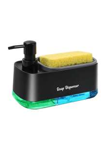 厨房洗手液和洗洁精套装，双头皂液器带海绵架，三合一台面皂液泵，适用于厨房水槽，实用厨房小工具，厨房用品，厨房配件，厨房工具 - 均碼 - 查看 4