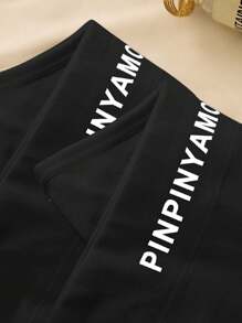 3pcs Women's Underwear, Comfortable Breathable Letter & Solid Color Brief Panties, Slimming & Lifting