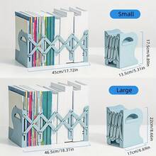 1pc Plastic Stretchable Bookshelf, Simple Book Organizer Shelf For Home, Office, School - Perfect For Organizing Books And Supplies On Desk - Multicolor - View 2