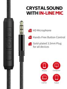 1 pièce Casque filaire circum-aural , casques stéréo filaires avec microphone, contrôle du volume et isolation phonique pour adultes et adolescents 3,5 mm pour Chromebooks, ordinateur portable, ordinateurs, tablettes, voyages