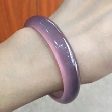 1条天然A级高品质冰玛瑙手链，收藏级珠宝，高端宝石手链，女士手链，疗愈冥想手链，镶嵌光滑绿色宝石，天然石手链，可促进智慧、平衡与宁静，女士礼物 - 紫色 - 查看 7