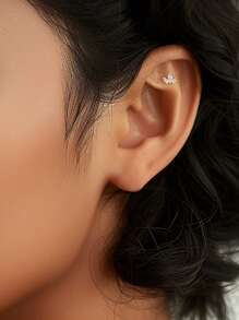 1 Stück S925 Sterling Silber Krone mit Zirkonia Ohrstecker für Frauen, feiner Schmuck für den täglichen Gebrauch