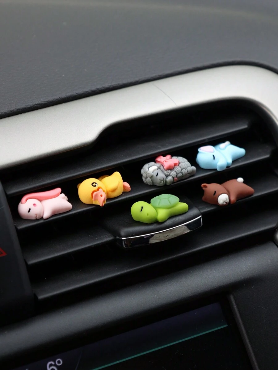 6pcs/Set Car Decor Animal Shaped Mini Ornaments - Multicolor - View 1