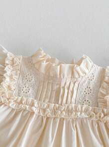 Robe Estivale Douce pour Fille Bébé, à Manches Courtes Évidées et de unicolore