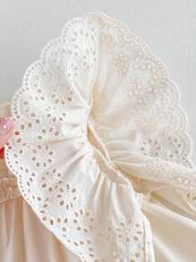 Robe Estivale Douce pour Fille Bébé, à Manches Courtes Évidées et de unicolore