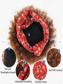 Alta Afro Puff Headwrap Coda di cavallo a stringa Ricciolo kinky Codino Wrap-Wig 2 in 1 Updo fascia per capelli extension per donne