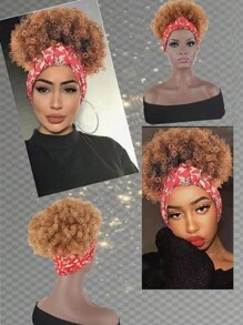 Alta Afro Puff Headwrap Coda di cavallo a stringa Ricciolo kinky Codino Wrap-Wig 2 in 1 Updo fascia per capelli extension per donne