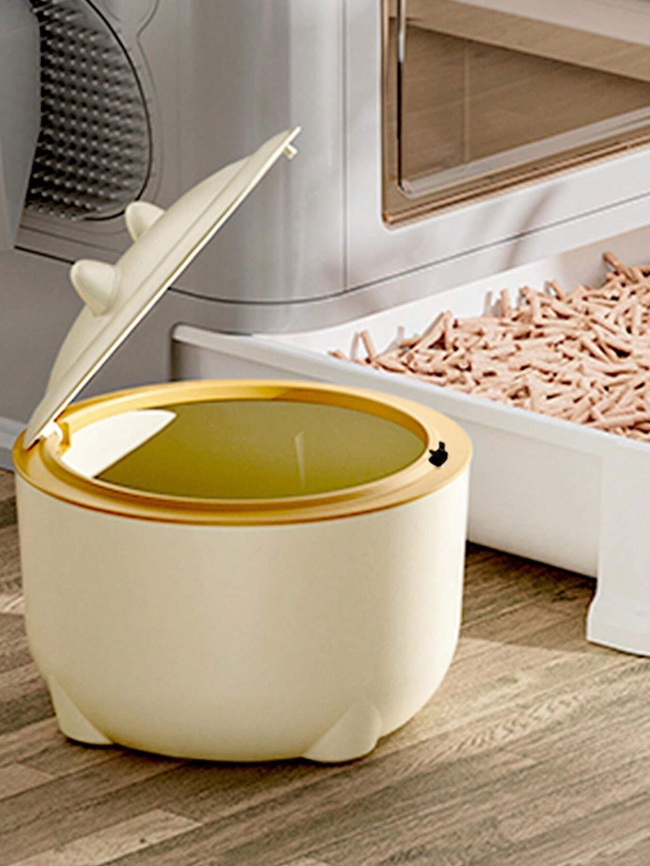 Pet Cat Litter Trash Bin With Lid And Odor Control, Easy Handling With