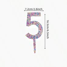 數字生日蛋糕裝飾，多彩閃粉亞克力蛋糕上層，派對用品 - 彩色 - 查看 19