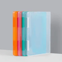 1pc Transparent Multi-Coloured PP Plastic Document Box - A4 Office Supplies Stationery Bill Storage Box - Desktop File Classification Storage Box - Exam Paper Folder With Buckle - Multicolor - View 4
