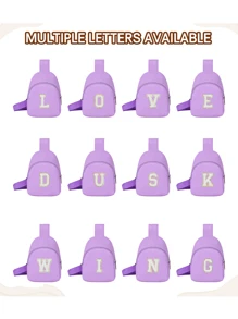 1 件女孩字母印花可爱肩带包，斜挎包，适合日常使用、户外、旅行、徒步旅行、便携、理想礼物 - 紫色 - 查看 2