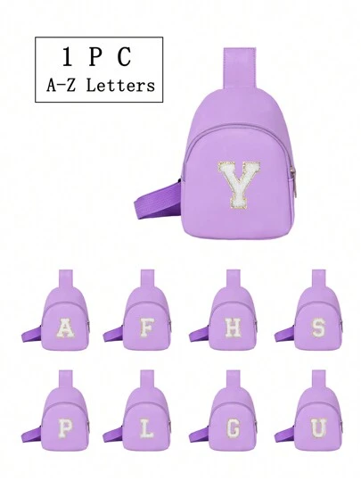 1 件女孩字母印花可爱肩带包，斜挎包，适合日常使用、户外、旅行、徒步旅行、便携、理想礼物