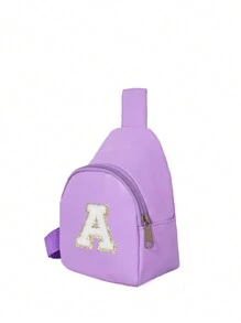 1 件女孩字母印花可爱肩带包，斜挎包，适合日常使用、户外、旅行、徒步旅行、便携、理想礼物 - 紫色 - 查看 8