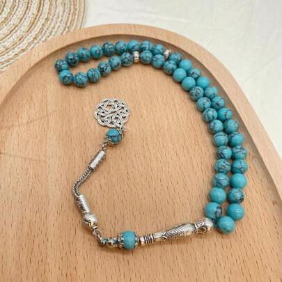 1入組45顆仿松石TASBIH穆斯林禱告珠手鍊（阿拉伯日常禱告用珠子）