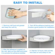 Bathroom Corner Shelf, 360° Rotating Triangle Shelf, Wall Mounted Shower Corner Shelf, Corner Caddy Storage, No Drilling, Self Adhesive - 白色 - 查看 7