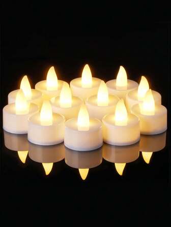 6/12/24 Pcs Flameless LED Tealight Candles, Battery Powered Electronic Fake Candles, Suitable For Christmas, Home Decor, Wedding, Tabletop Decoration