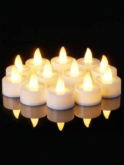 6/12/24 件无焰 LED 茶蜡烛，电池供电电子假蜡烛，适用于圣诞节、家居装饰、婚礼、桌面装饰