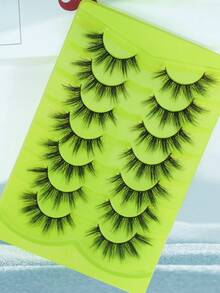MAGEFY 7Pairs Of Natural Cross Full False Eyelashes,Thick Curling Fluffy Eyelashes For Party Use Manga Eyelashes, Travel Essentials - Black - View 3