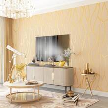 1 Rollo de papel tapiz no tejido con líneas geométricas, decoración de pared de lujo personalizada para dormitorio, sala de estar, estudio y cocina - Multicolor - Ver 23