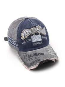 1pc Retro Letter Embroidered Ripped Baseball Cap Y2K Style Street - Pink - View 18