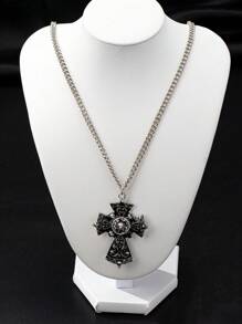 Women's Gothic Dark Style Fashionable Cross Necklace - Black - View 7