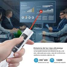 SHIXIONG Presentador Inalámbrico, con recargable de Presentación Clicker,Equipado con USB plug and play de presentador de diapositivas inalámbrico,Aplicable a PPT, Word, Excel, etc - Blanco - Ver 3