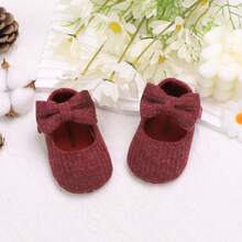 RABEISIR 适合女婴的可爱蝴蝶结玛丽珍鞋 - 轻便、防滑、柔软平底，适合全年室内/室外行走！ - 酒紅色 - 查看 12