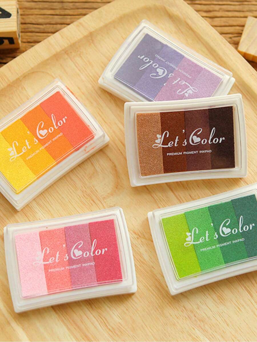 DIY印章墨盒設置漸變色創意橡膠印章手工帳薄相簿剪貼紙裝飾學校文具用品 - 彩色 - 查看 1