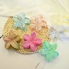 1 buc/6 buc cleme mari cu gheare de crizantemă transparente și vopsite în stil Tie-Dye, cleme de păr drăguțe cu flori pentru cocurile cocționate cu drăguț, clemă de păr cu maxilar