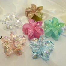 1 buc/6 buc cleme mari cu gheare de crizantemă transparente și vopsite în stil Tie-Dye, cleme de păr drăguțe cu flori pentru cocurile cocționate cu drăguț, clemă de păr cu maxilar