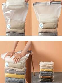 2 个透明大号空气真空袋，普通衣服收纳袋，适用于家庭房间装饰家居装饰秋季装饰卧室装饰 - 透明 - 查看 4