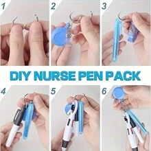 1set Nurse Pen Set Include 1 Piece Tip Highlighter 1 Piece Permanent Marker Pen And 1 Piece Retractable Ball Pen Pack With 1 Piece Nurse Badge Clip Retractable ID Name Reels