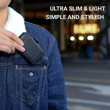 RFID 铝制双层扣男士卡包小卡钱包碳纤维皮革超薄迷你钱包优质男士钱包,黑色卡包零钱包钱包必备物品男士礼物个性化礼物男士圣诞礼物送给男朋友的礼物信用卡皮包男士智能钱包情人节礼物 - 黑色 - 查看 13