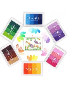 DIY印章墨盒設置漸變色創意橡膠印章手工帳薄相簿剪貼紙裝飾學校文具用品 - 彩色 - 查看 10