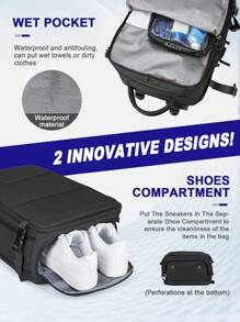 Floless 旅行背包、工作包、随身行李包、防水商务大容量日常背包、带USB充电口的周末旅行包、超薄笔记本电脑背包、大学包、笔记本电脑包礼品，可容纳15.6英寸笔记本电脑 - 黑色 - 查看 10