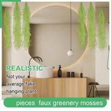 6pcs Artificial Green Moss Spanish Moss Potted Plant Hanging Moss Flower Garland Suitable For Indoor And Outdoor Crafts Decoration - Multicolor - View 5